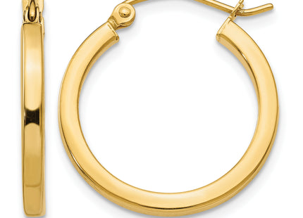 14k Square Tube Hoop Earrings, 20 x 2mm