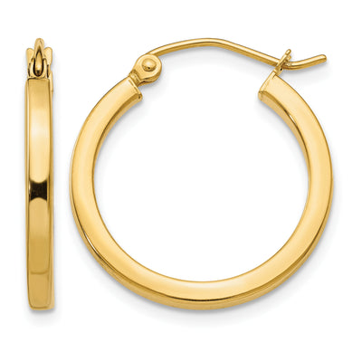 14K Square Tube Hoop Earrings, 20 x 2mm