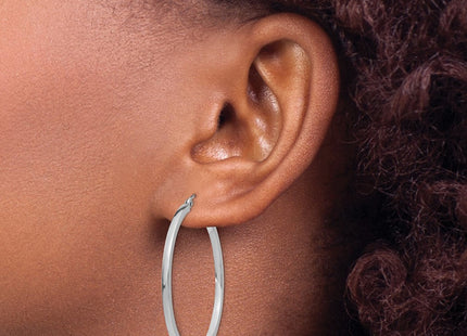 14K white gold hoop earrings, another view