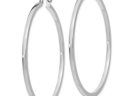 14k White Gold Square Tube Hoops (Style T1081)