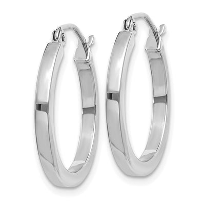 14K White Gold Square Tube Hoops, 20 x 2mm
