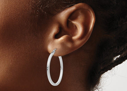14K white gold hoop earrings, another view