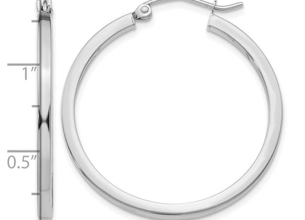 14K white gold hoop earrings, further view