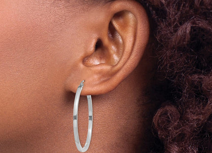 14K white gold hoop earrings, another view