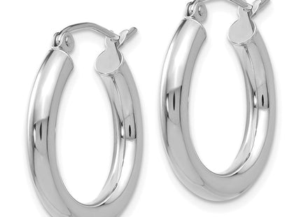 14k White Gold Polished Tube Hoop Earrings (Style T1125)