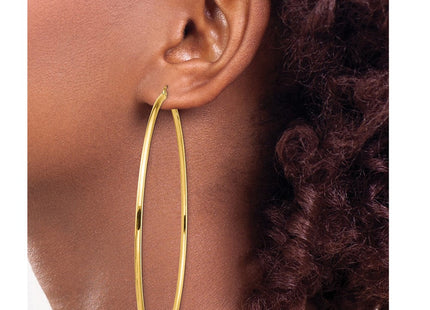 14k Polished Round Tube Hoop Earrings (Style T1157)