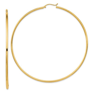 14k Polished Round Tube Hoop Earrings (Style T1157)