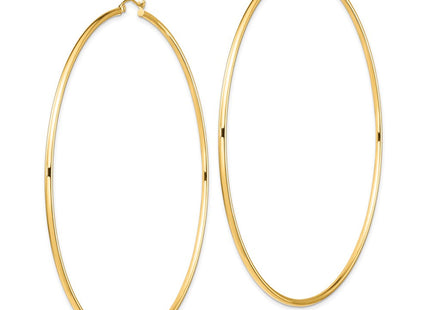 14k Polished Round Tube Hoop Earrings (Style T1158)