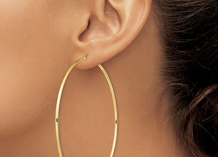 14k Polished Round Tube Hoop Earrings (Style T1158)