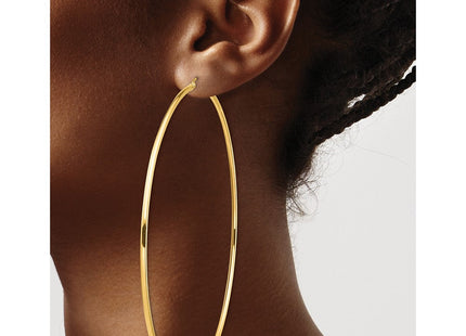 14k Polished Round Tube Hoop Earrings (Style T1159)
