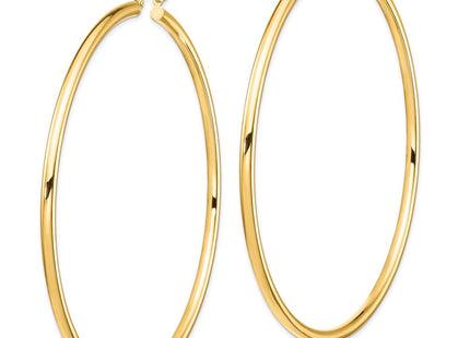 14k Polished Round Tube Hoop Earrings (Style T1160)