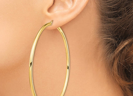 14k Polished Round Tube Hoop Earrings (Style T1160)