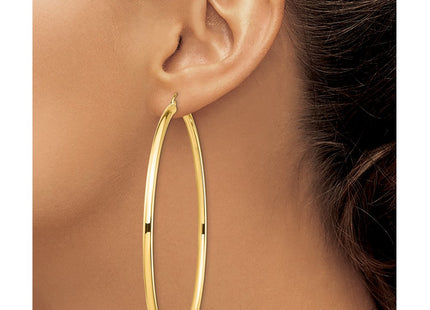 14k Polished Lightweight Round Tube Hoop Earrings (Style T1160L)