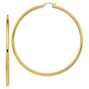 14k Polished Lightweight Round Tube Hoop Earrings (Style T1160L)