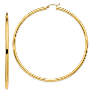 14k Polished Round Tube Hoop Earrings (Style T1160)