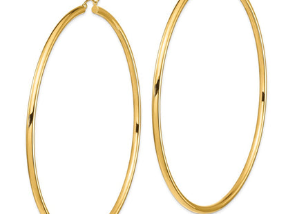 14k Polished Round Tube Hoop Earrings (Style T1161)