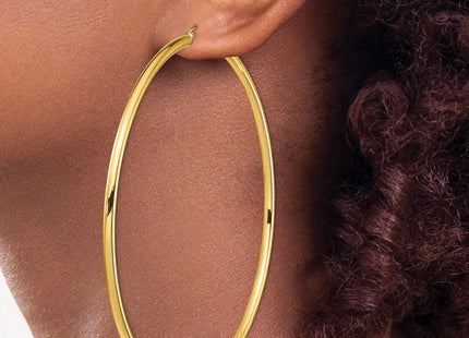 14k Polished Round Tube Hoop Earrings (Style T1161)