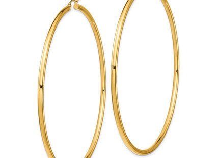 14k Polished Lightweight Round Tube Hoop Earrings (Style T1161L)