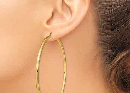 14k Polished Lightweight Round Tube Hoop Earrings (Style T1161L)