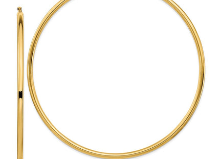 14k Polished Round Tube Hoop Earrings (Style T1161)