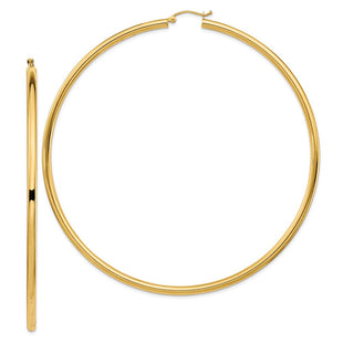 14k Polished Round Tube Hoop Earrings (Style T1161)