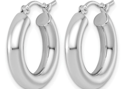 14k White Gold Polished Tube Hoop Earrings (Style T1162)