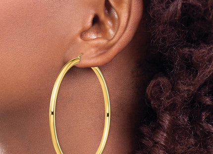 14k Polished Round Tube Hoop Earrings (Style T1164)