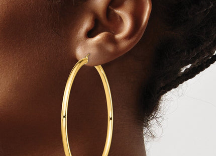 14k Polished Lightweight Round Tube Hoop Earrings (Style T1164L)