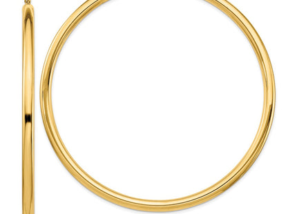 14k Polished Round Tube Hoop Earrings (Style T1164)