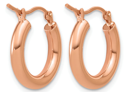 14k Rose Gold Polished x Lightweight Tube Hoop Earrings