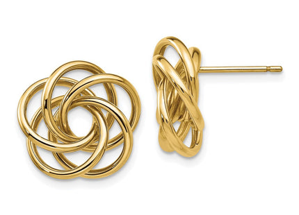 14K 15mm Polished Love Knot Post Earrings
