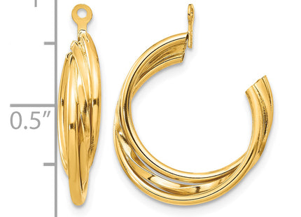 14k Polished Hoop Earring Jackets, 23 x 4mm