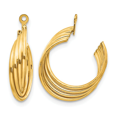 14K Polished Hoop Earring Jackets, 19 x 7mm