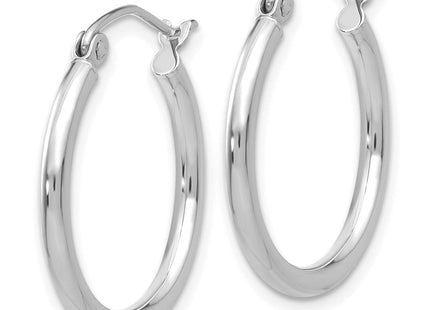 14K White Gold Polished Lightweight Tube Hoop Earrings (Style T828L)