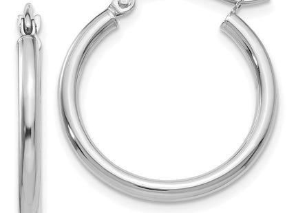 14K White Gold Polished Lightweight Tube Hoop Earrings (Style T828L)