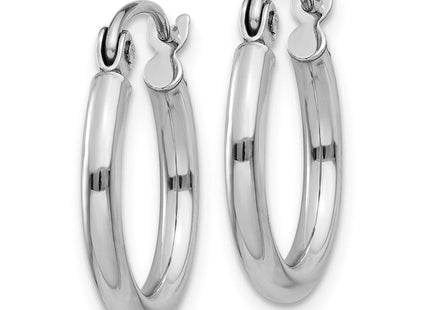 14K White Gold Polished Lightweight Tube Hoop Earrings (Style T829L)