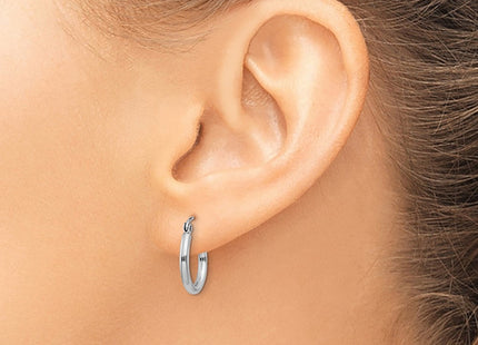 14K White Gold Polished Lightweight Tube Hoop Earrings (Style T829L)
