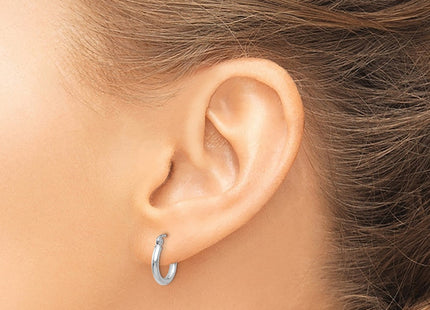 14K White Gold Polished Lightweight Tube Hoop Earrings (Style T830L)