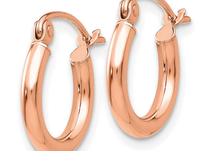 14k Rose Gold Polished Lightweight Tube Hoop Earrings (Style T830RL)