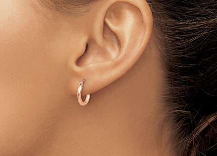 14k Rose Gold Polished Lightweight Tube Hoop Earrings (Style T830RL)