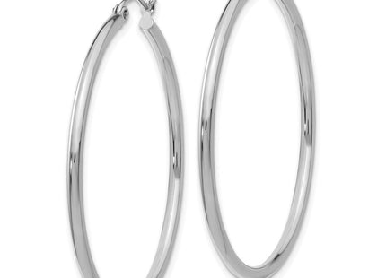 14K White Gold Polished Lightweight Tube Hoop Earrings (Style T831L)