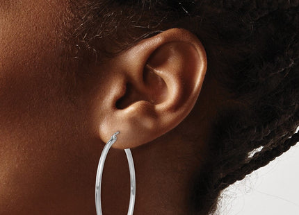 14K White Gold Polished Lightweight Tube Hoop Earrings (Style T831L)