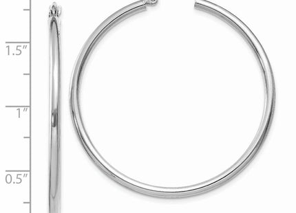 14K White Gold Polished Lightweight Tube Hoop Earrings (Style T831L)