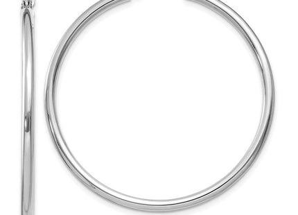 14K White Gold Polished Lightweight Tube Hoop Earrings (Style T831L)