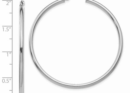 14K White Gold Polished Lightweight Tube Hoop Earrings (Style T832L)