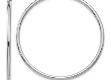 14K White Gold Polished Lightweight Tube Hoop Earrings (Style T832L)