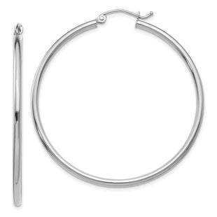14k White Gold Polished Tube Hoop Earrings (Style T832)
