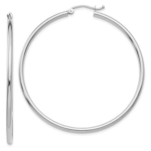 14k White Gold Polished Tube Hoop Earrings (Style T833)
