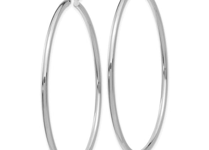 14k White Gold Polished Tube Hoop Earrings (Style T834)