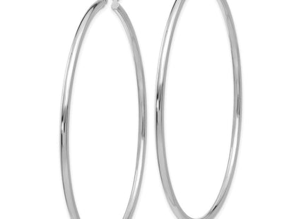 14K White Gold Polished Lightweight Tube Hoop Earrings (Style T835L)